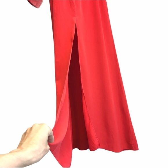 ALEXIS Silk Long Sleeve V-Neck Long Maxi Dress Red XS - Picture 4 of 7